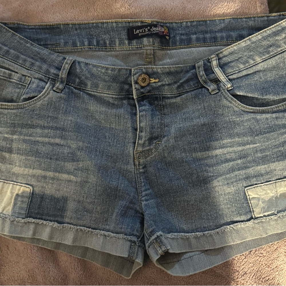 Levi's Classic Patchwork Blue Denim Jean Shorts